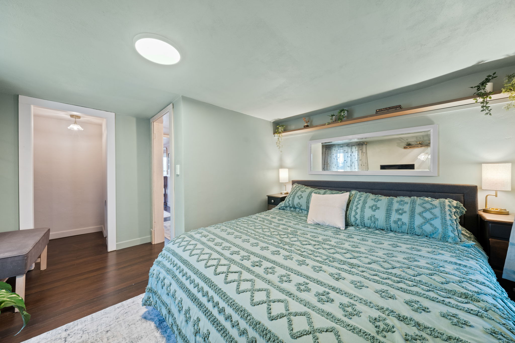 Beautifully designed guest bedroom available at Norse Flora event venue for wedding stays